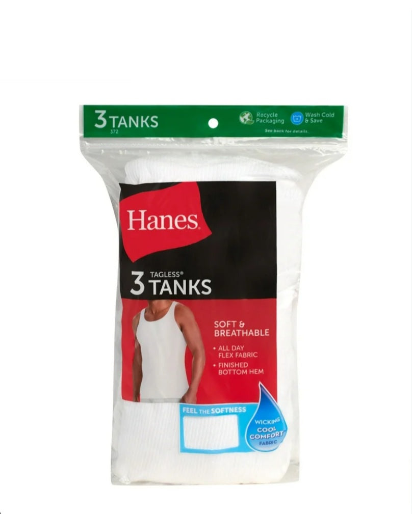Hanes Tagless Tanks Medium 3/pack