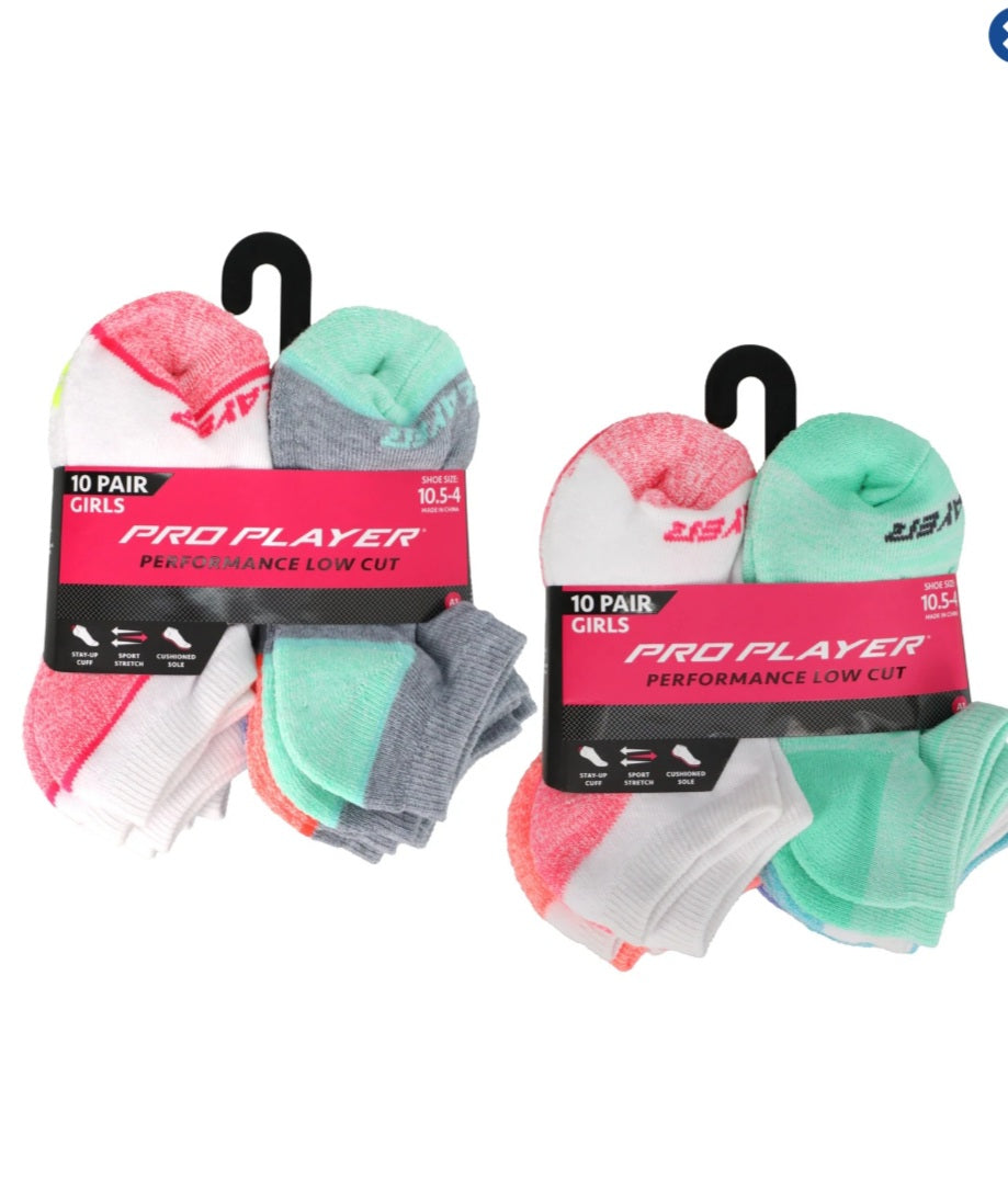 Pro Player Girl Socks 10/pack Size (10.5-4)