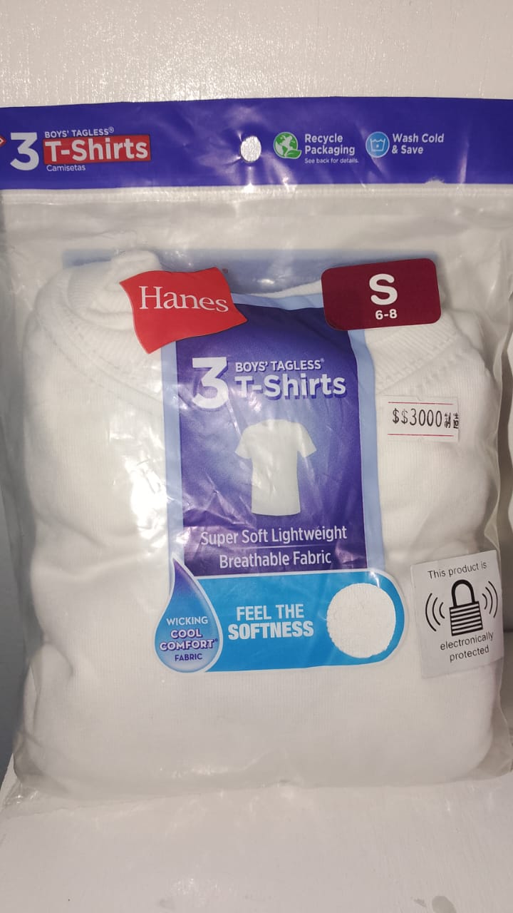 Hanes Boy's Tagless T-shirts Size Small 3/pack
