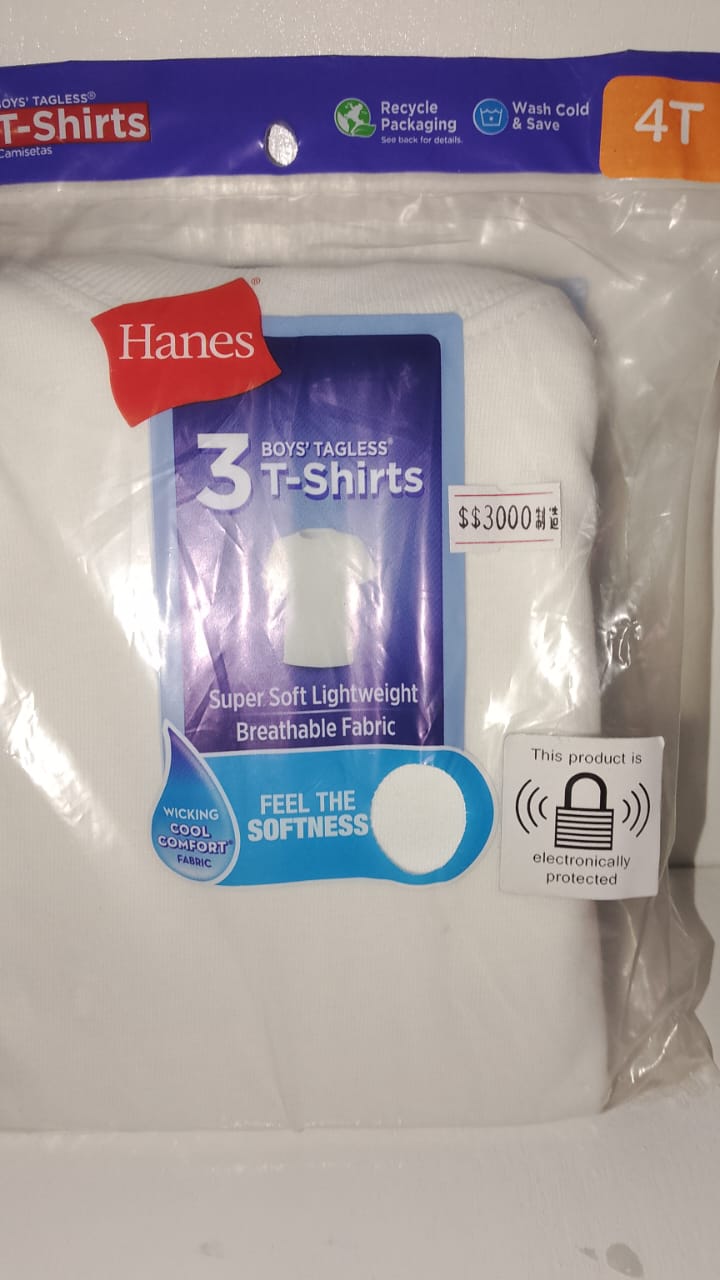 Hanes Boy's Tagless T-shirts 4T 3/pack