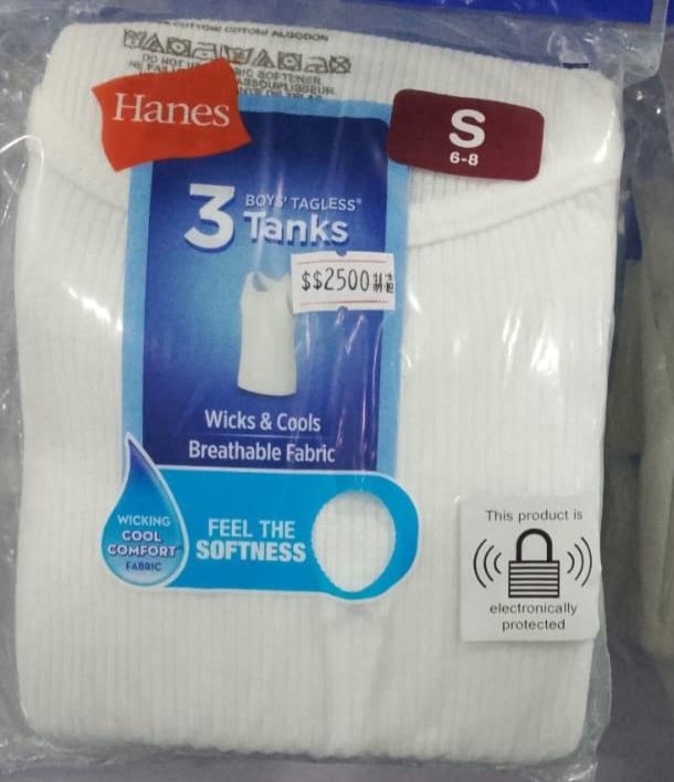 Hanes Boy's Tagless Tanks Small (6-8) 3/pack