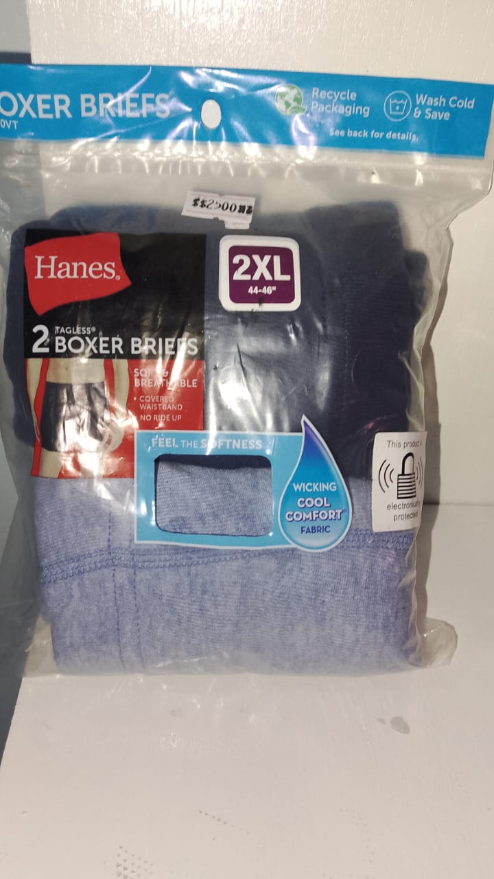 Hanes boxer briefs packaging on a white background